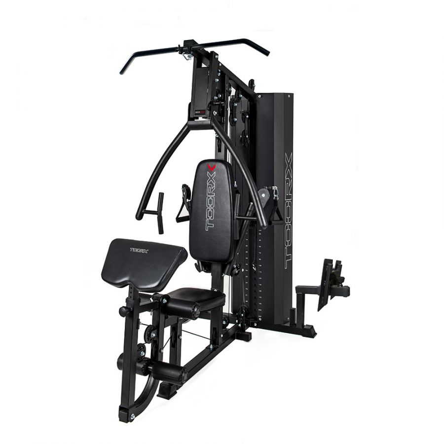 TOORX STAZIONE MULTIFUNZIONE MSX-90 pacco pesi 102 kg con doppio cavo libero e pressa gambe regolabile