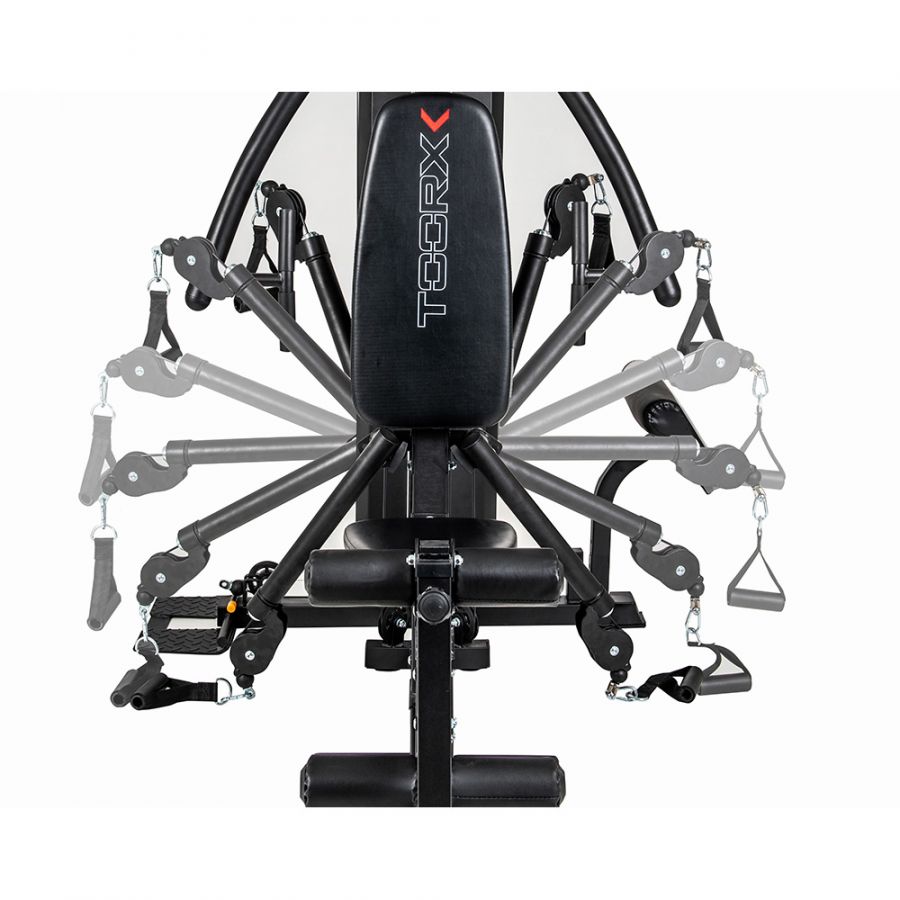 TOORX STAZIONE MULTIFUNZIONE MSX-90 pacco pesi 102 kg con doppio cavo libero e pressa gambe regolabile