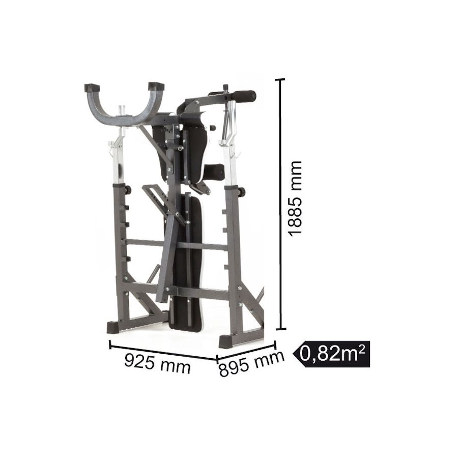 TOORX WBX-90 PANCA PORTA BILANCIERE richiudibile con Leg Extension e Arm Curl